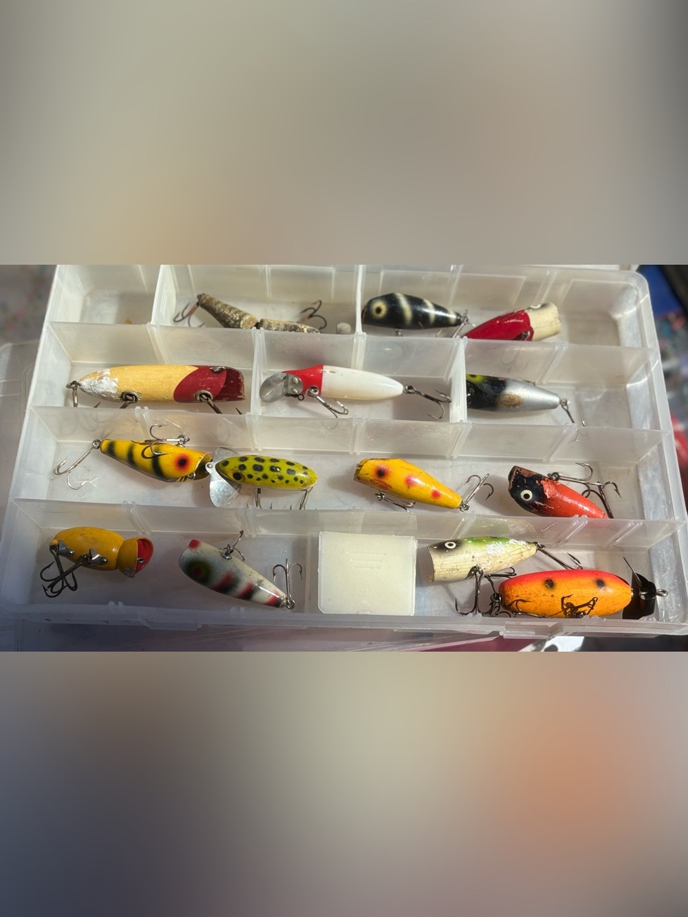 44 fishing lures mostly vintage wood